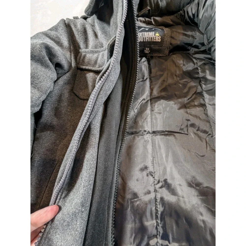 Extreme Outfitters Boys 5/6 Gray Hooded Military Field Jacket Coat ZipWool Blnd